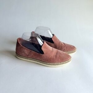 Vince Pink Suede Genuine Leather Rubber Outsole Espadrilles Flats size 8